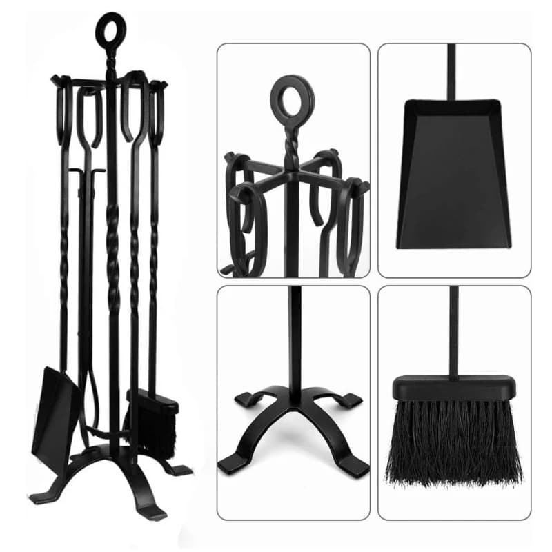 Round iron four-piece fireplace tools, indoor courtyard garden oven tools