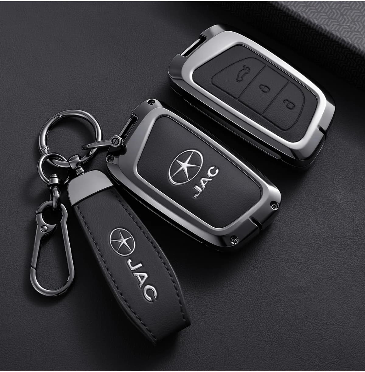 Car Accessories Zinc Alloy Leather Key Case For JAC JIAYUE J7 A5 X4 X7 IC5 IEV7S S3 Cover Holder Chain Shell Fob Key Protective
