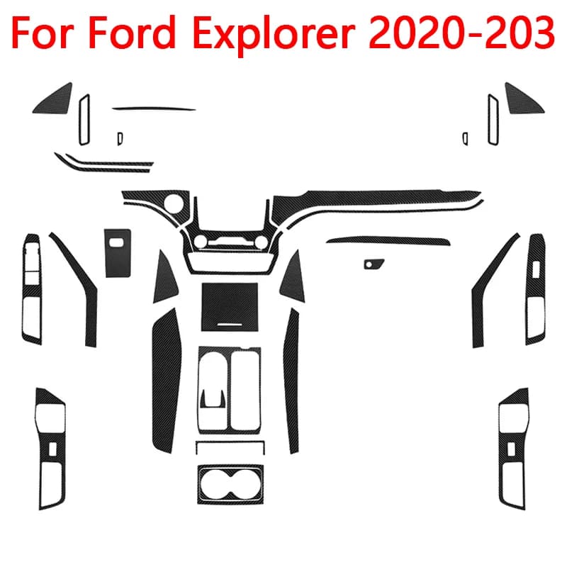 For Ford Explorer 2020 2021 2022 2023 Fits Both Horizontal Vertical Screens Carbon Fiber Black Stickers Car Interior Accessories
