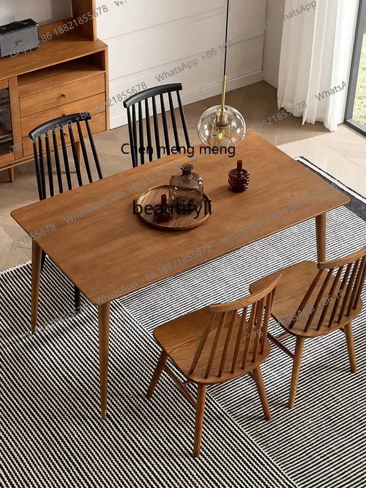 cn8350 LHY zq Retractable Dining Table Nordic Retro Solid Wood Dining Table Mid-Ancient Small Apartment Dining Tables and Chairs