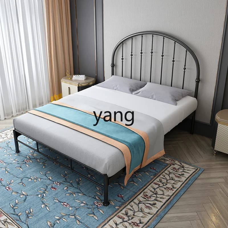LH  Iron Art Bed Simple Modern Double Light Luxury Style Single Iron Frame Bed