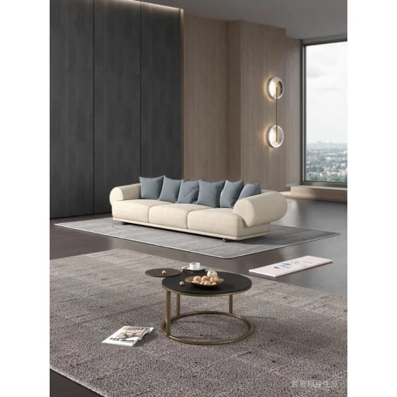 Cream-themed homestay minimalist modern three-person seating for small apartments, living room, Japanese fabric sofa
