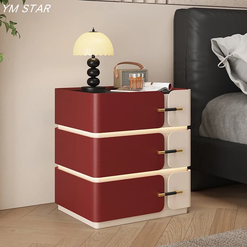 Storage Classic Nightstand Space Saving Industrial Bedside Table Light Luxury Contemporary Table Chevet Bedroom Furniture