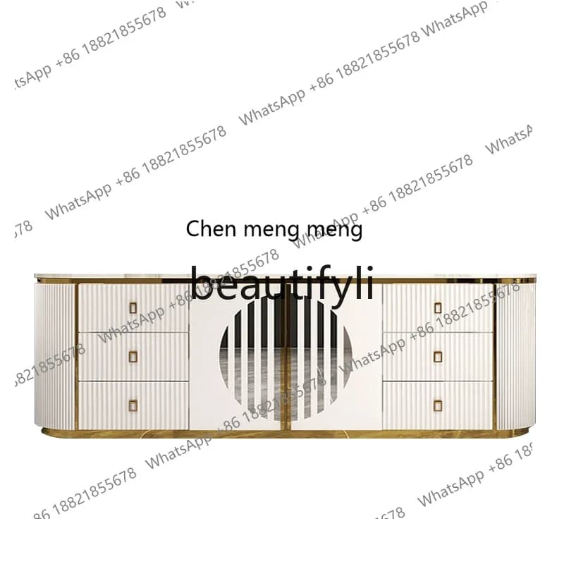 G Light luxury TV cabinet Living room rock slab TV cabinet Background wall High bedroom floor cabinet