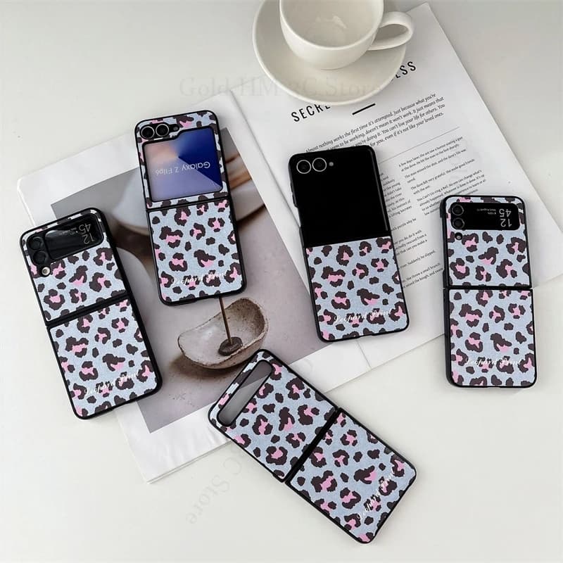 For Samsung Galaxy Z Flip8 5G Matte Leopard Leather Shockproof Case For Samsung Z Flip 8 7 6 5 4 3 Hard Tough Phone Bumper Cover