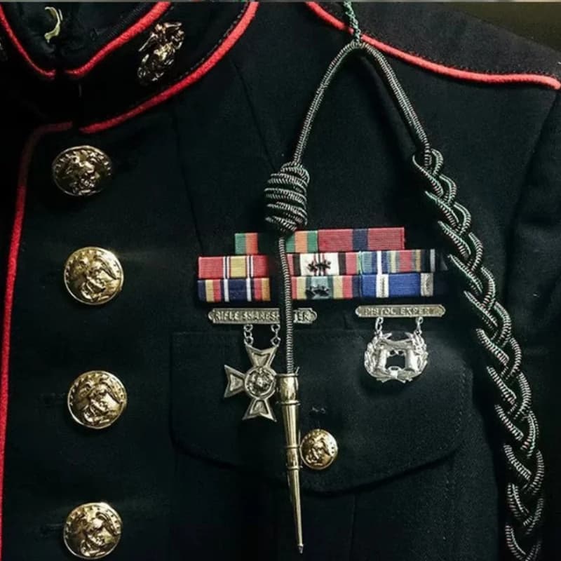 U.S. MARINE CORPS DRESS AIGUILLETTE GREEN RED BRAIDED CORD SHOULDER ROPE Aguillette Aiglet Aglet Accessories