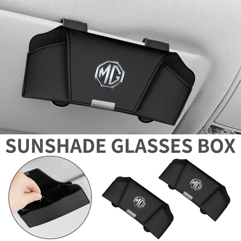 Car Sunglasses Holder Sun Visor Clip On Case Magnetic Glasses Holder Leather For MG ZS MG4 EV MG HS MG3 MG5 EV Marvel R MG ONE