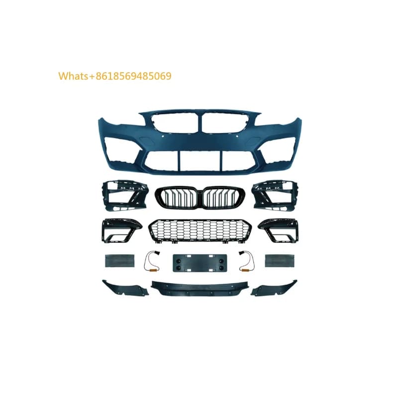 5 Series G30 G38 LCI Front Grille Single Slat  Glossy Black with Front Bumper Grill