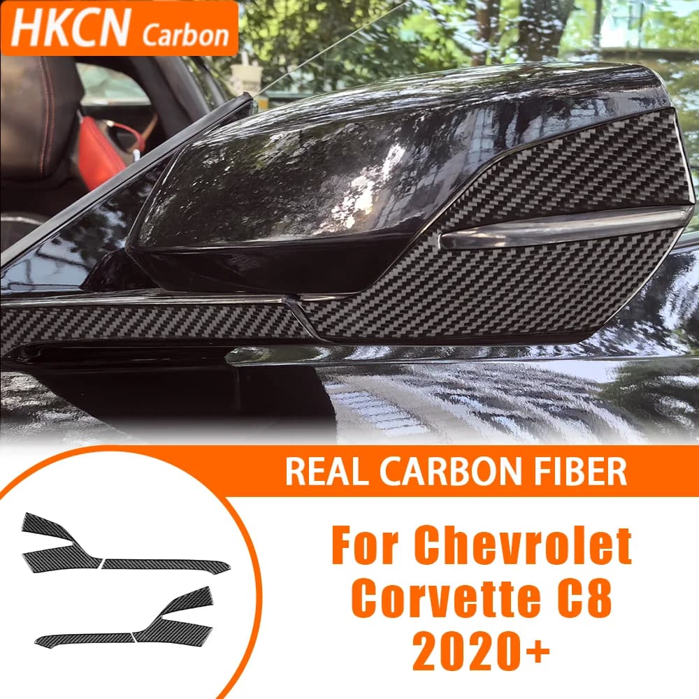 Carbon Fiber Car Accessories Reciew Mirror Protect Strip Panel Interior Cover Tirm Panel Sticker For Chevrolet Corvette C8 2020+