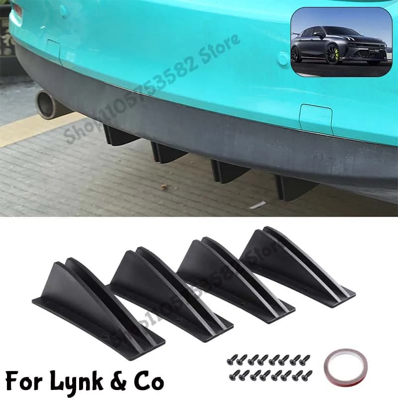 For Lynk & Co Rear Bumper Shark Fin Diffuser Carbon Fiber Lip Spoiler Airflow Anti-Collision Protector