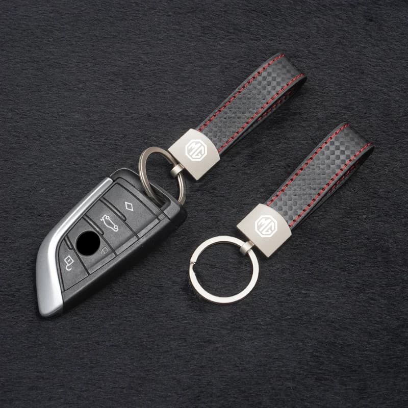 Luxury Plaid Pattern Metal Keyring Car Key Chain With Metal Buckle For MG ZS MG5 MG6 MG7 HS GT GS EZS EHS MG3 MG3X‑Cross MG6‑New