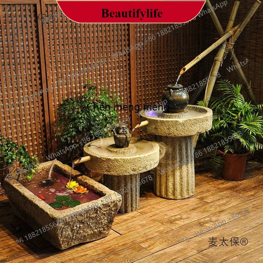 G153 Old stone trough courtyard flowing water landscape yard ornament outdoor fish stone tank old stone sink