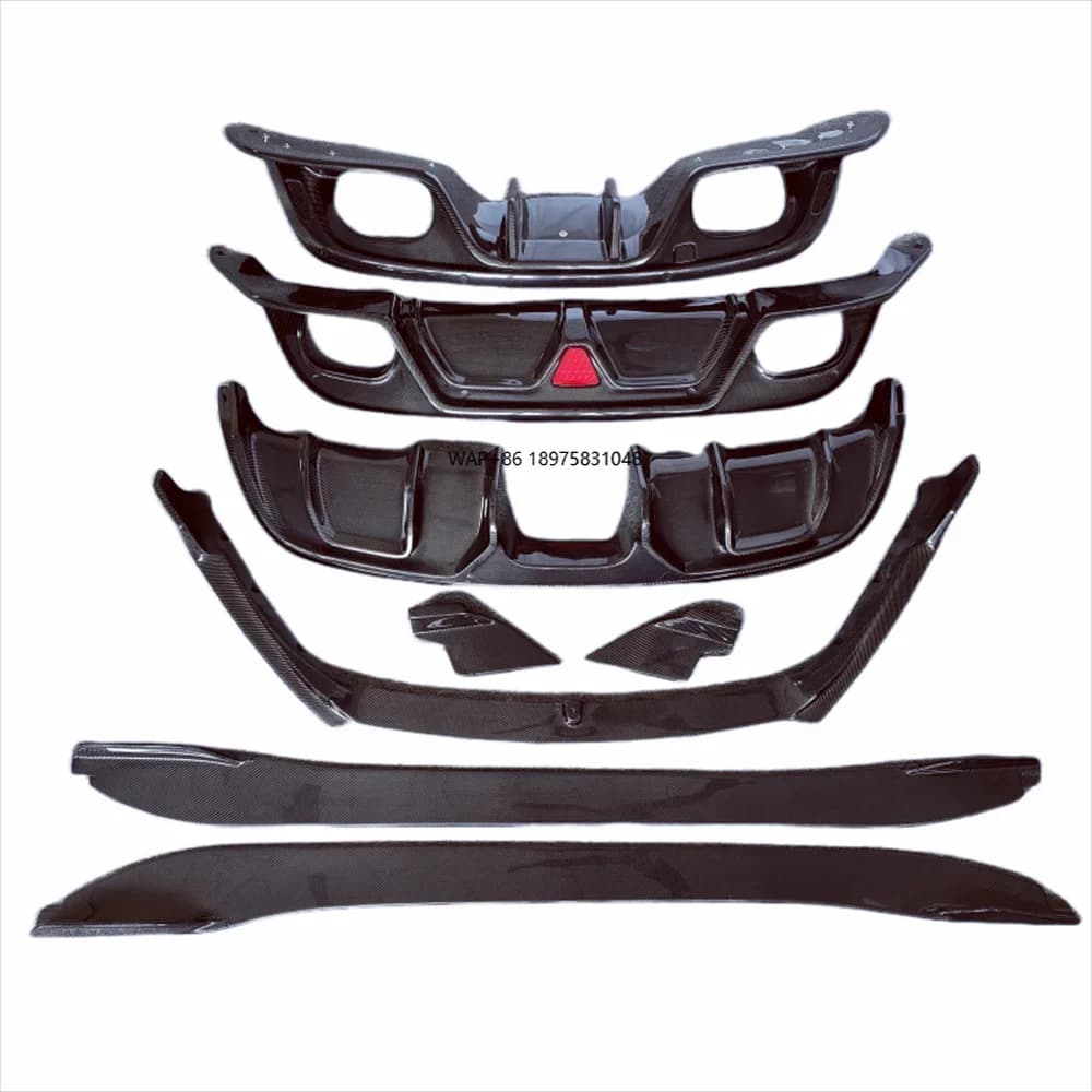 For Genuine 2013-2019  Carbon Fiber Body Kit Front Lip Side Skirt with LED Light Rear Diffuser  Car Body Kits
