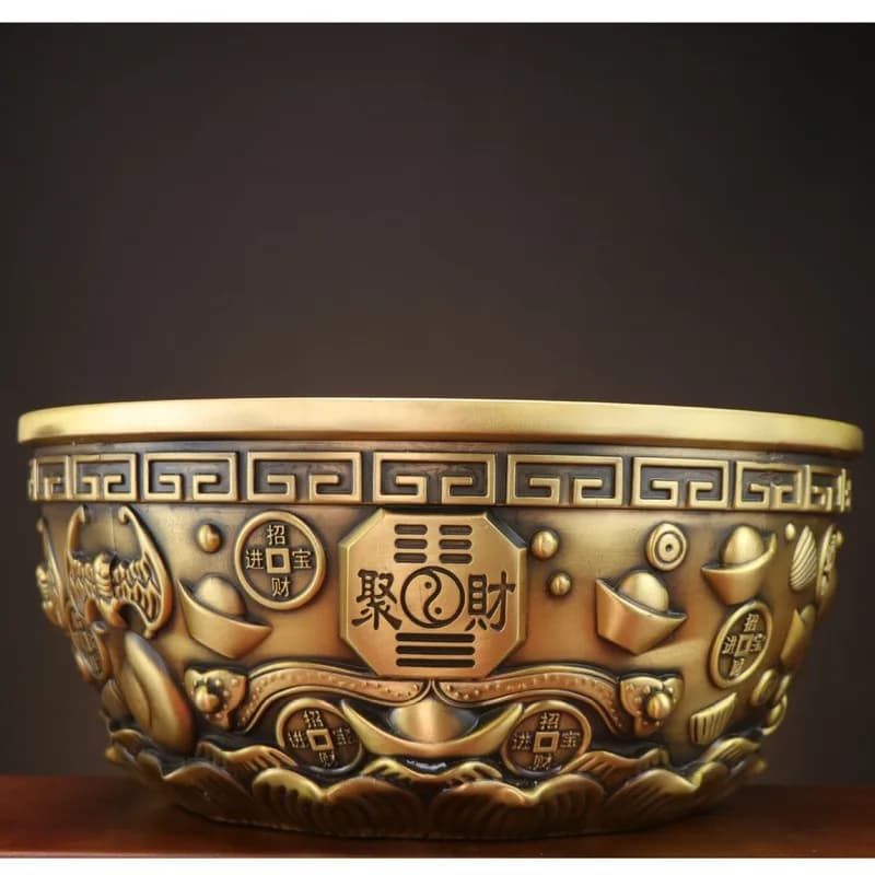 Five Blessings Treasure , a decorative bowl for home or office, made of thickened copper