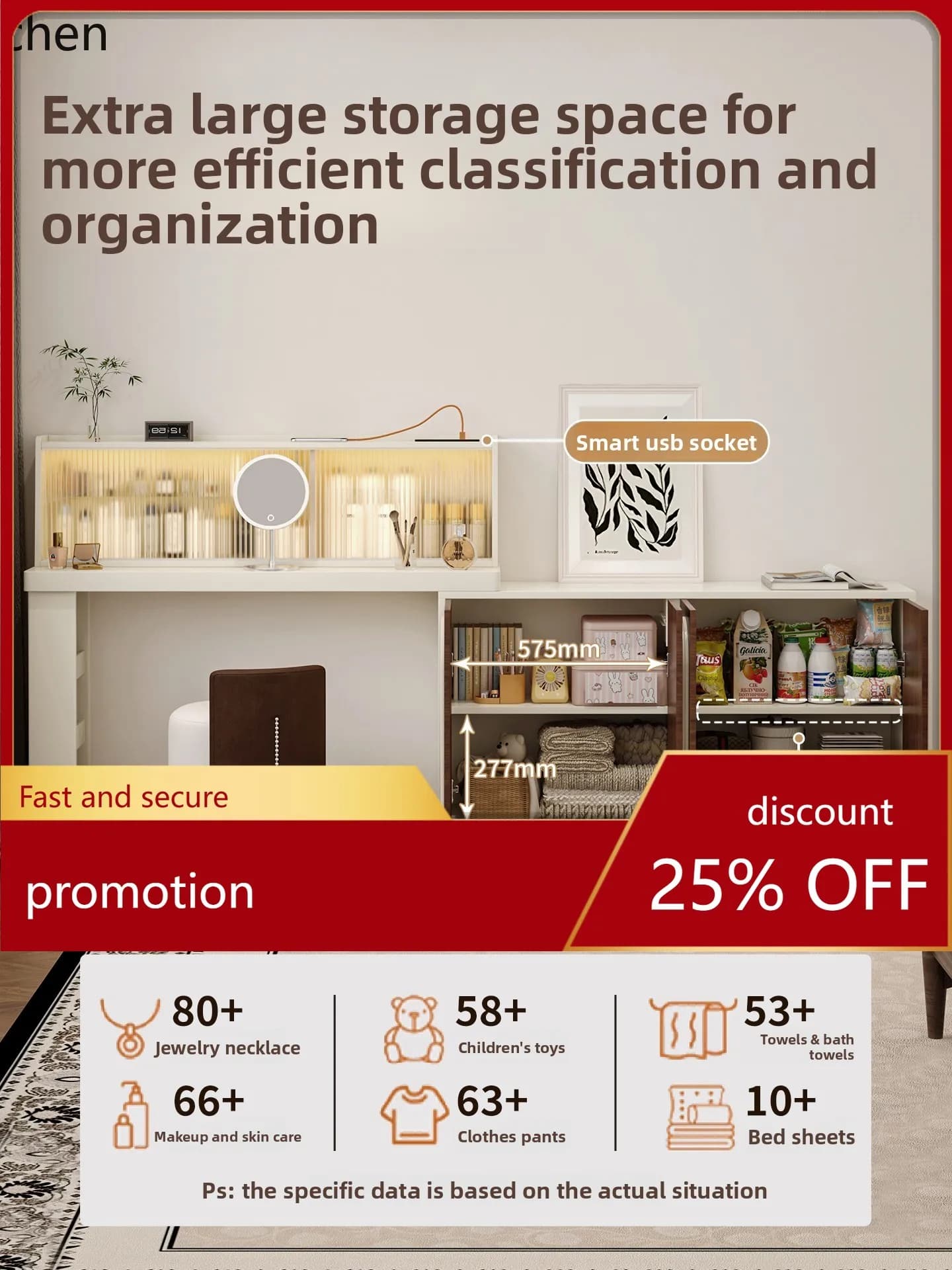 ZML Dressing Table Storage Cabinet Integrated Large Capacity Storage Solid Wood Chest Makeup Table Bedside Storage Cabinet