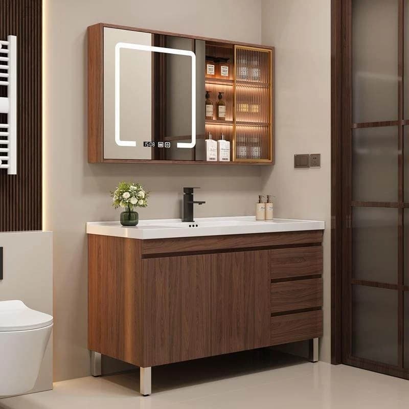 floor-to-ceiling bathroom cabinet combination ceramic integrated Retro basin wash storage conjunto de baño Bathroom furniture