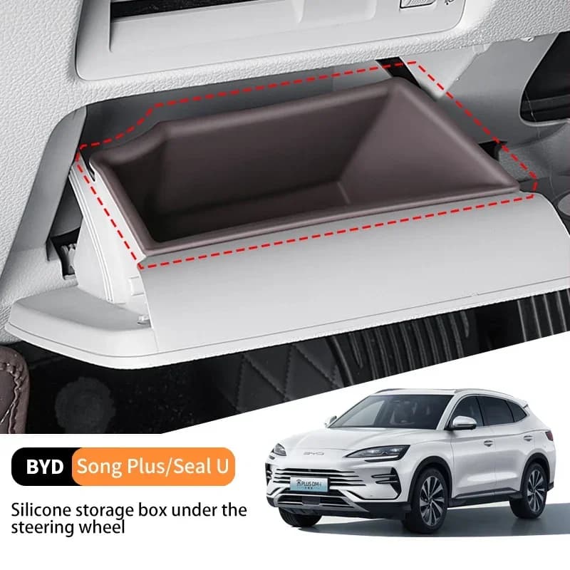 For Byd Song Plus Seal u Dmi Ev 2020-2025 Steering Wheel Front Storage Box Multifunctional Silicone Waterproof Protective Case