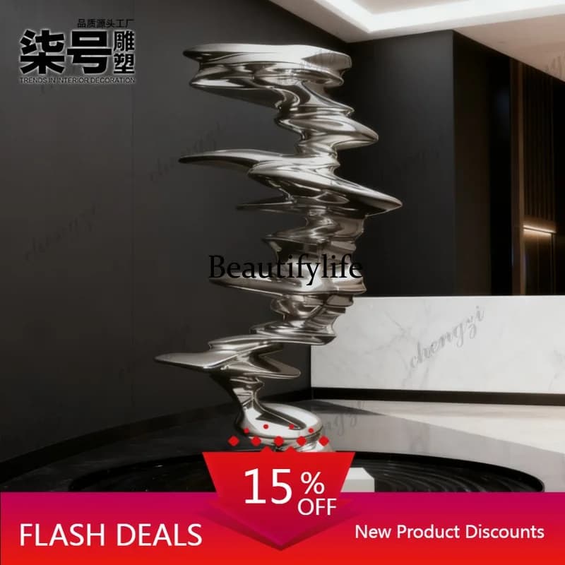 D80 Large floor-to-ceiling fiberglass sculpture, abstract artwork, figure ornament, villa entrance decoration