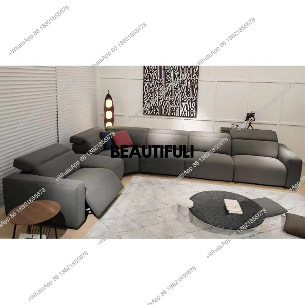 Dual Motors Electric Recliner Sofa – Genuine Leather Power Sofa with Adjustable Headrests, USB Port & Cup Holder – Theater Couch