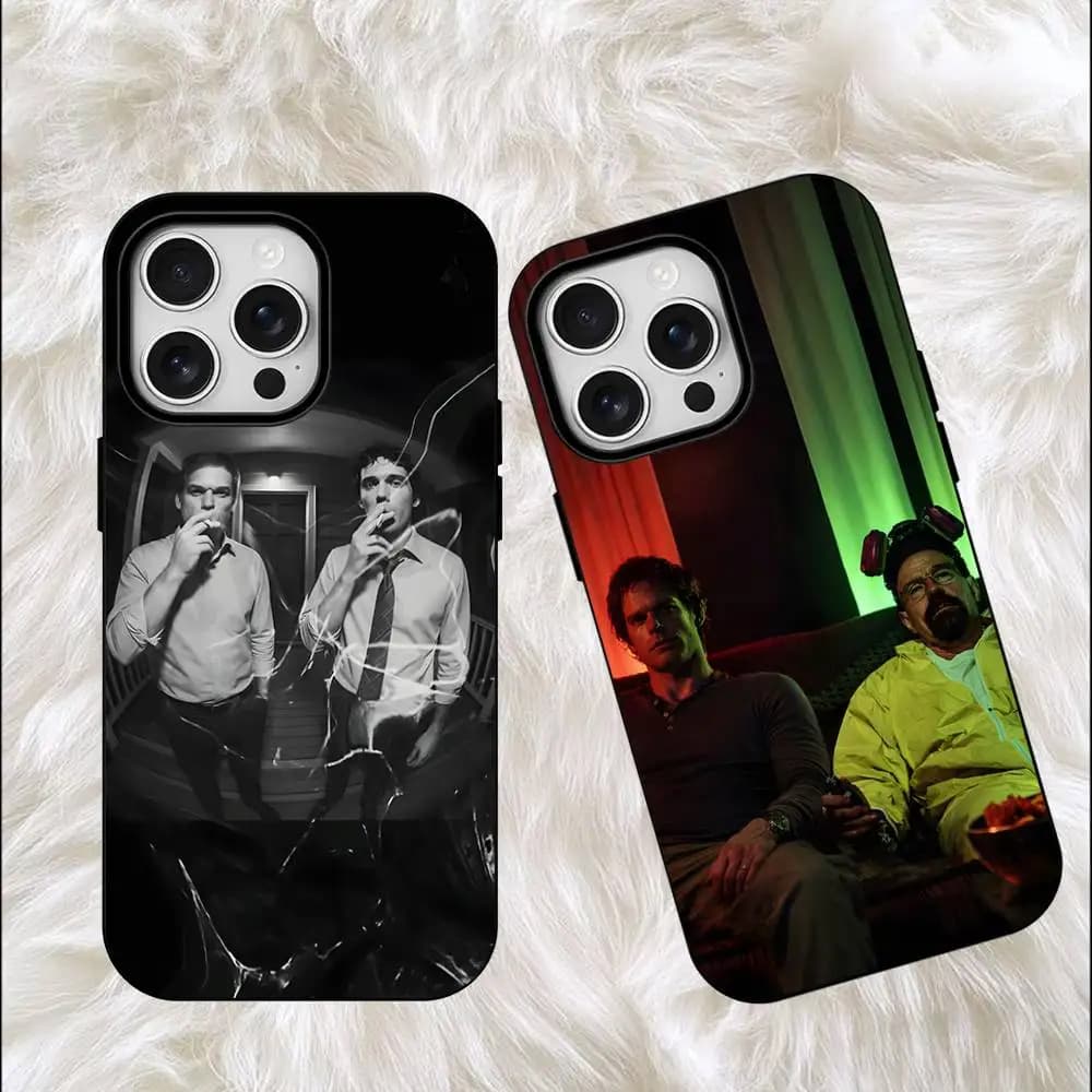 D-Dexter and W-Walter Silicone Soft Case For iPhone 17,16,15,14,13,12,11 Pro Max For Magnetic Shell Frosted Cover