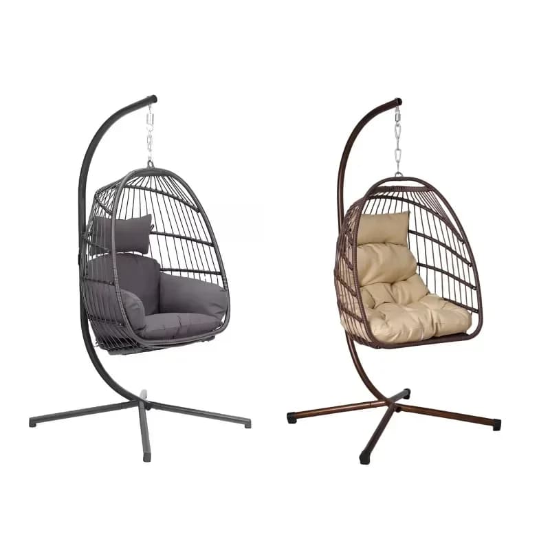 Fashion Design Garden Outdoor Furniture Terrace Balcony Rattan Hammock Folding Egg Basket Hanging Chair Bedroom Hanging