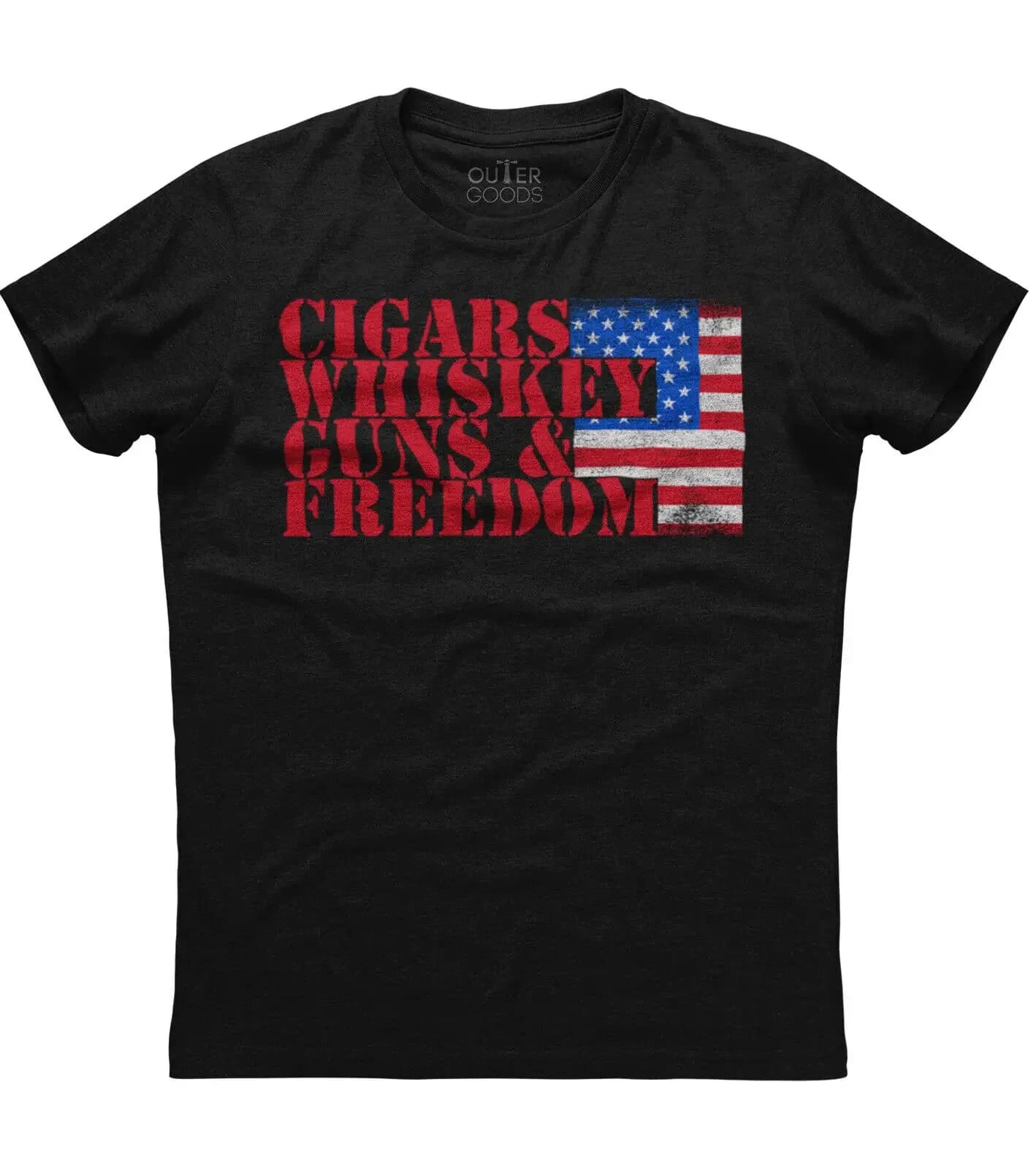Cigars Whiskey Guns & Freedom. Funny Graphic Phrase T-Shirt. Summer Cotton O-Neck Short Sleeve Mens T Shirt New S-3XL