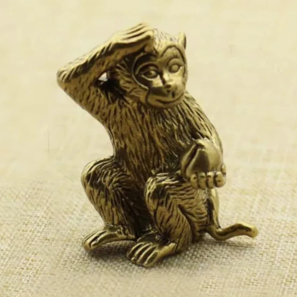 Brass Monkey Figurines Small Statue Home Office Ornament Animal Figurines Toys