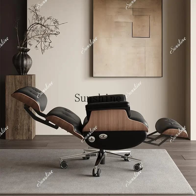 Intelligent electric leather light luxury president's study office chair can lie down for lunch break  FT