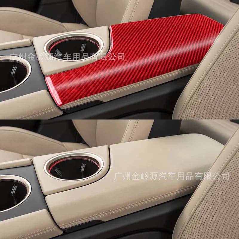 Suitable for 19-22 Porsche taycan car interior modification carbon fiber central control armrest box panel sticker