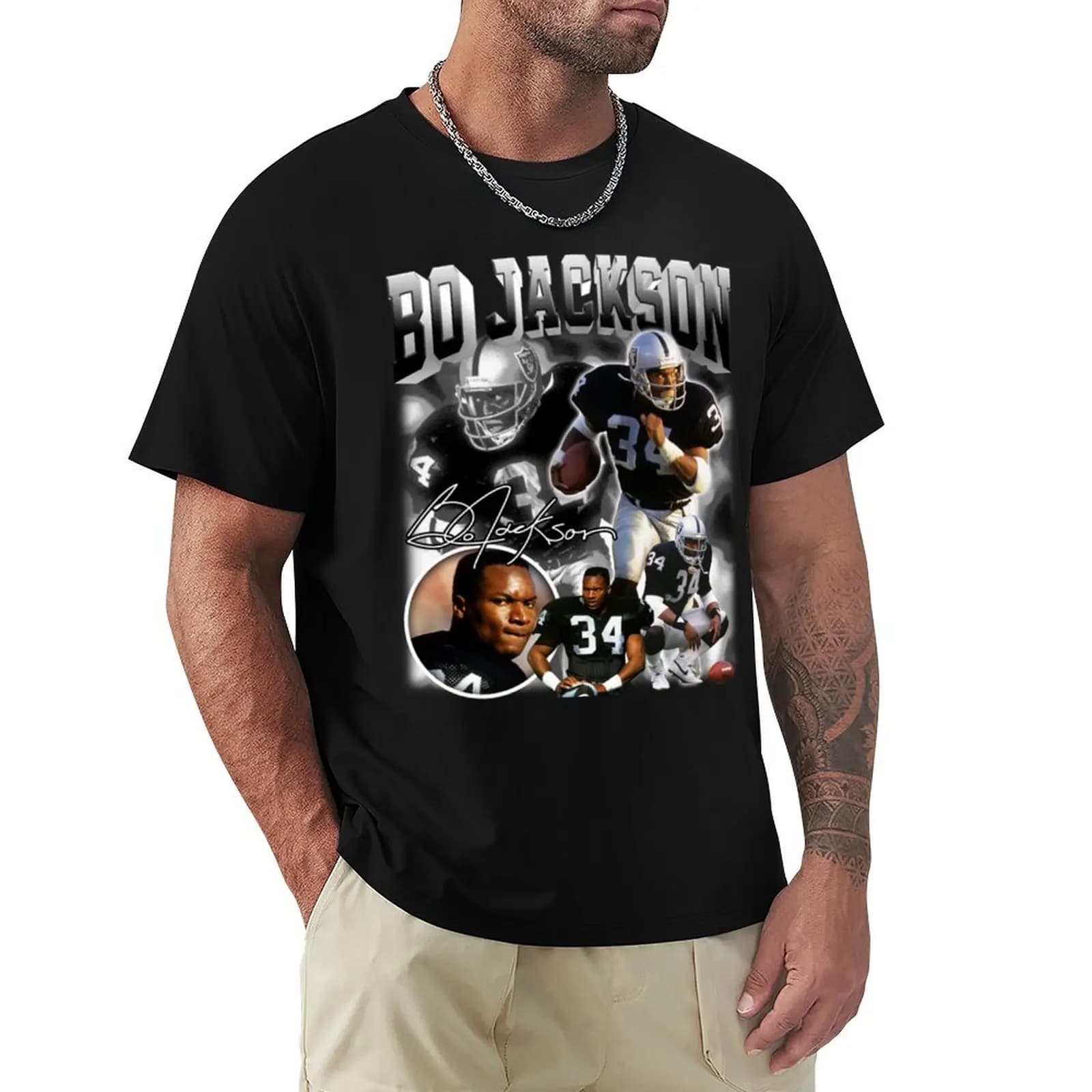 Bo Jackson Bo Knows Signature Vintage Legend Baseball Football Bootleg Rap Graphic Style T-Shirt customs Short sleeve tee men