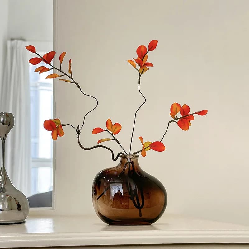 Medieval glass vase ornament, living room flower arrangement ornament, retro style home soft decoration
