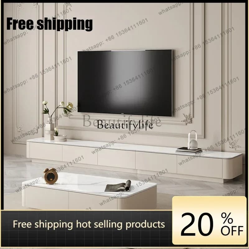 Factory Direct Slate Cream Wind Minimalist Coffee Table Living Room Light Luxury Modern Simple TV Cabinet Combination