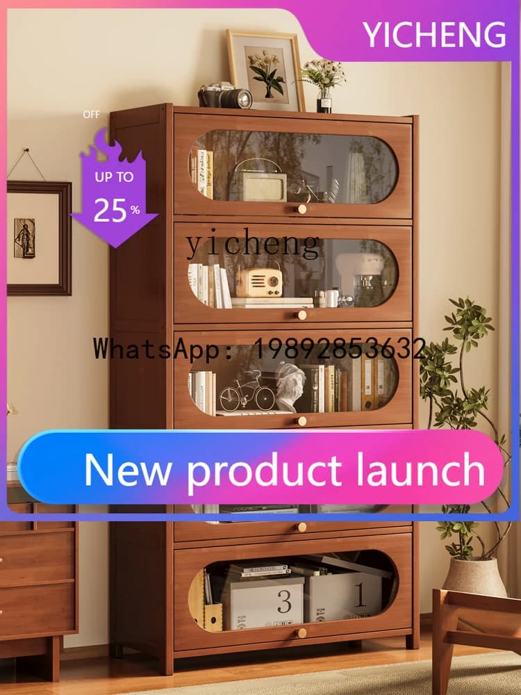 x9  Storage Rack Floor-standing Home Living Room Wall-mounted Bedroom with Door Dustproof Bookshelf