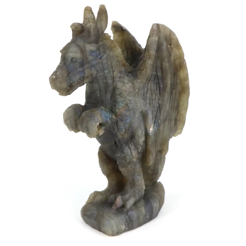 3.7" Pterosaur Dragon Statue Natural Labradorite Carved Reiki Healing Crystal Animal Statue Handicraft Home Office Decoration