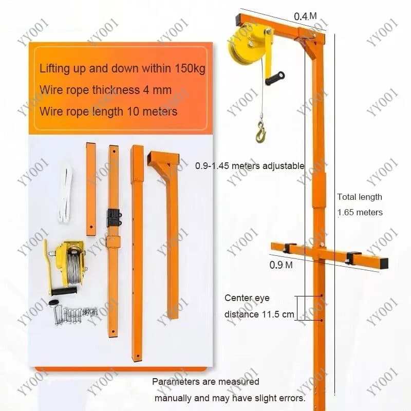 Self-Locking Folding Crane Manual Winch Stainless Steel Air Conditioner Lifting Tool