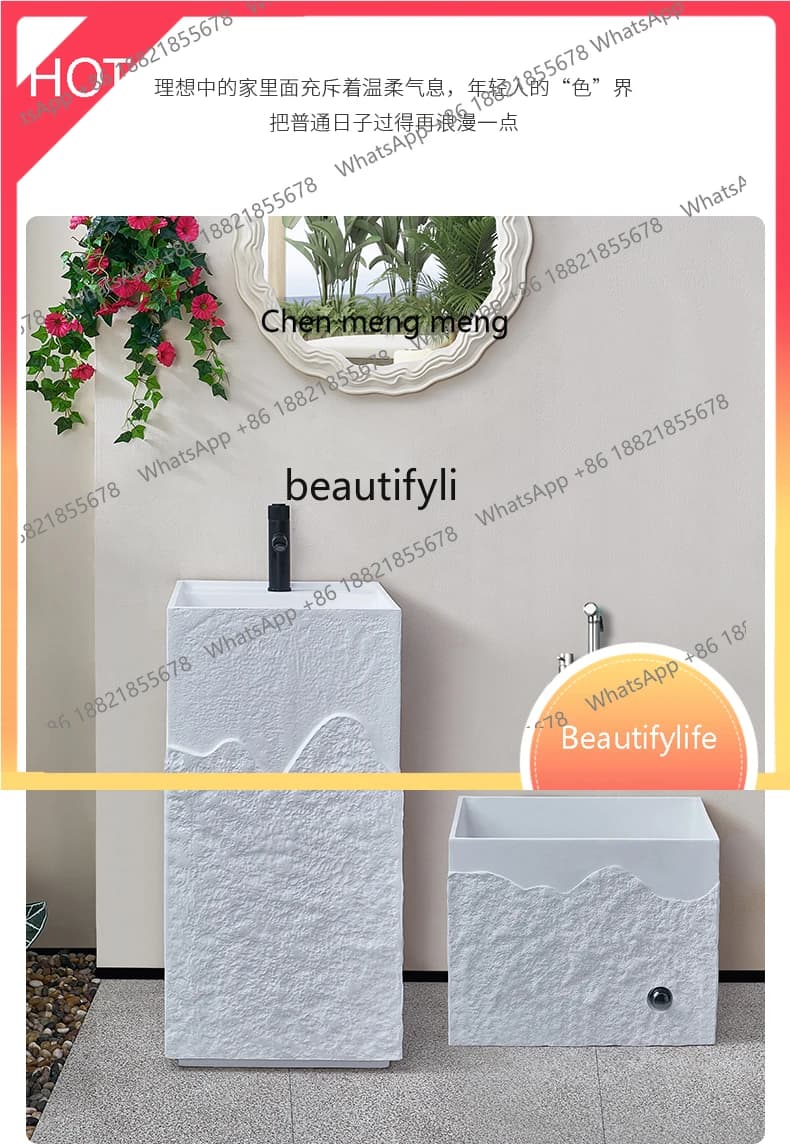32 Courtyard Outdoor Integrated Pedestal Basin Wash Basin Creative Art Vertical Floor Sink