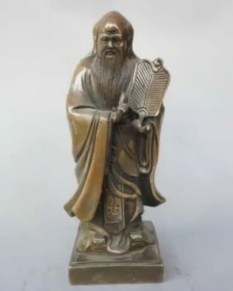 Chinese pure brass Taoist history founder laozi statue