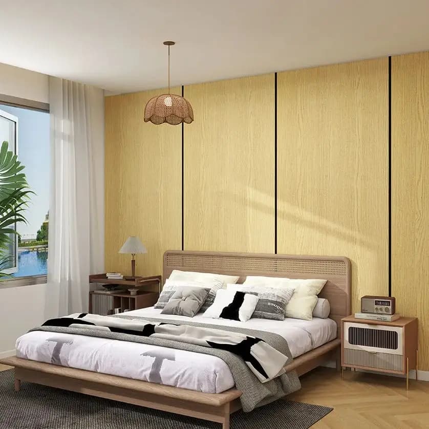 Imitation Wood Grain Wall Stickers, 60CM Self-adhesive Wallpapers Foam Aluminum Film, Peel and Stick Wallpaper Living Room Decor