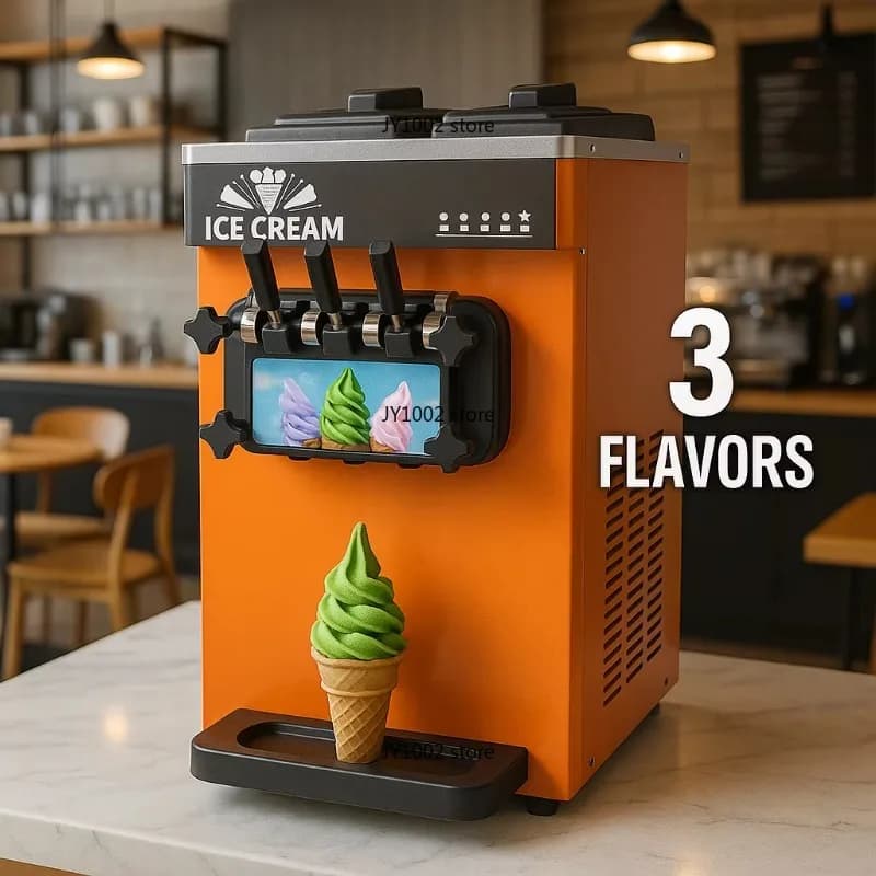 Commercial 15-20L/H Automatic Table Top Gelato Making Machine 3 Flavors Stainless Steel Soft Serve Ice Cream for Home Outdoor