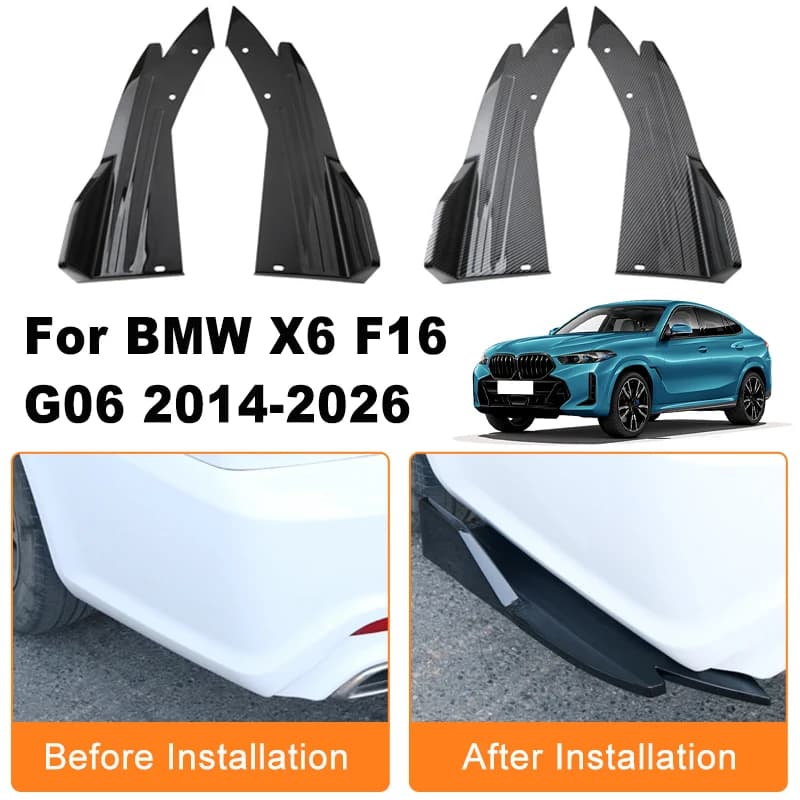 Car Rear Bumper Spoiler Lip Diffuser Side Skirt Splitter Wrap Angle Anti-Crash Protection For BMW X6 F16 G06 2014-2026 2015 2016