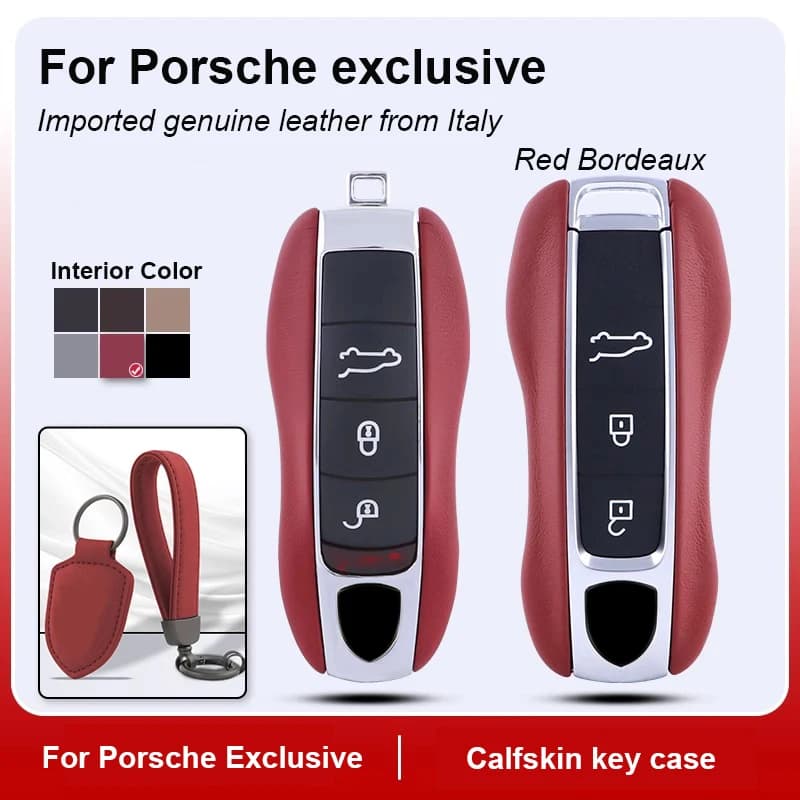 For Porsche Boxster Cayman 911 Panamera Cayenne Macan Leather Fob Remote Keys Case Key Cover Key Shell Replace