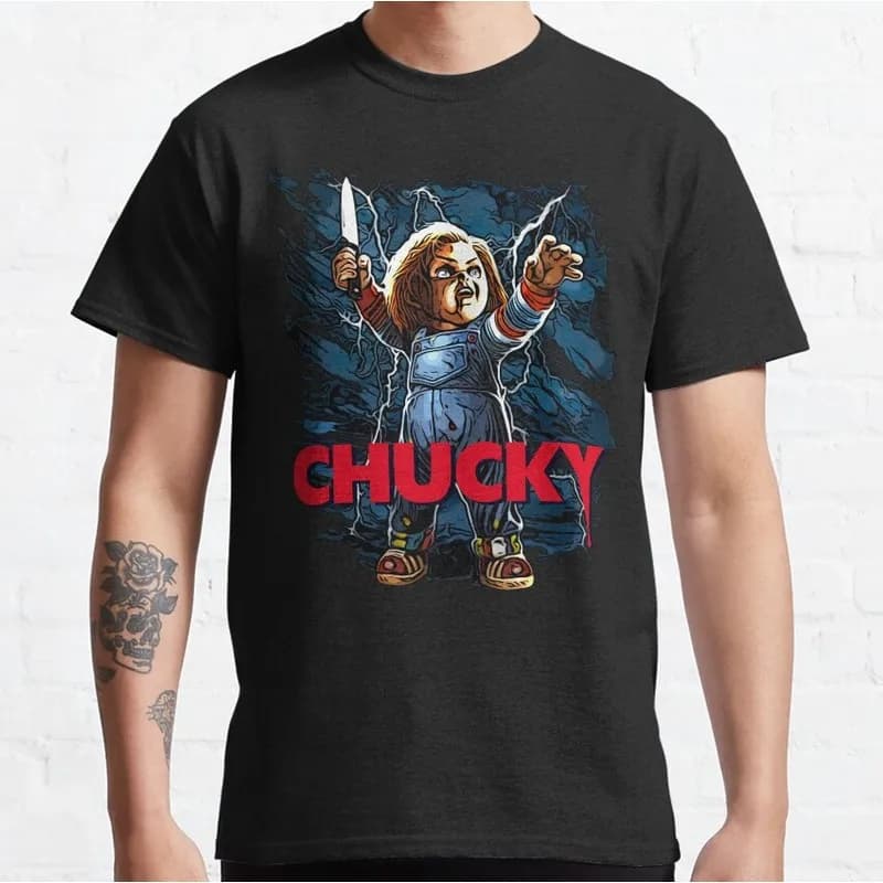 Chucky Child's Play Graphic T-Shirt Killer Doll Unisex Tee 0126 Cotton Short Sleeve Cult Slasher Horror Halloween Casual Tops