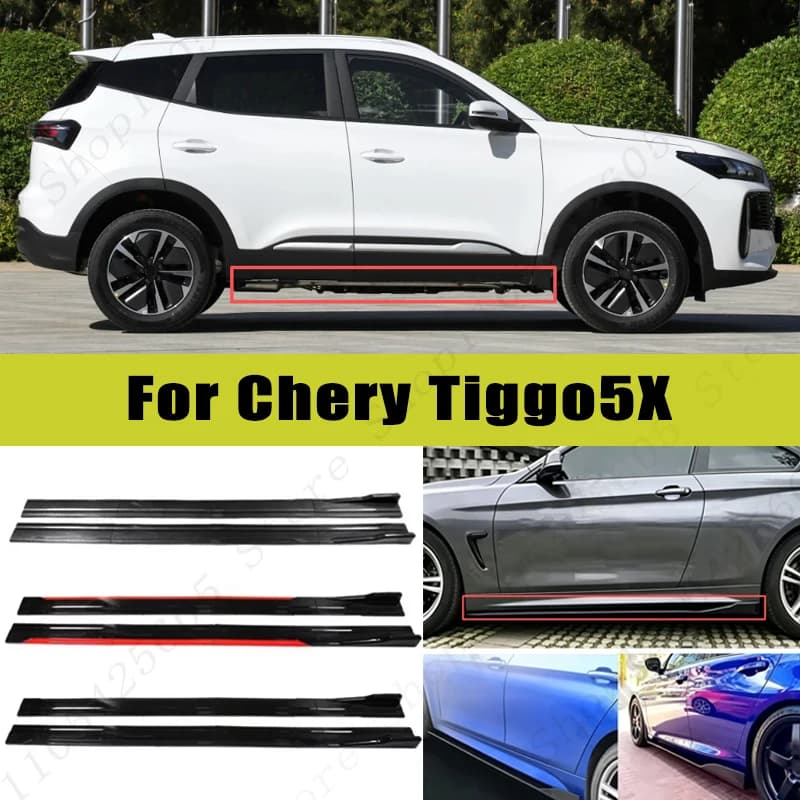 For Chery Tiggo5X Racing Sport Side Skirts 2.0/2.2M 86.6" ABS Splitters Extended Lip Body Kit Bumper Modified Parts 8Pcs