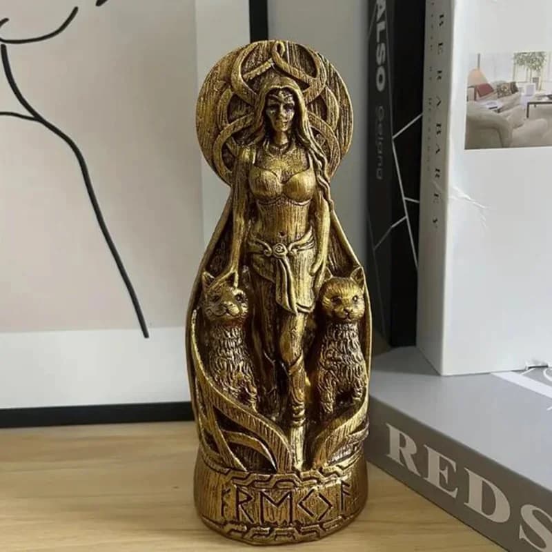 Norse Mythology Female Figure Resin Statue Home Garden Desktop Ornament Handmade Craft Display for Living Room Yard Desk