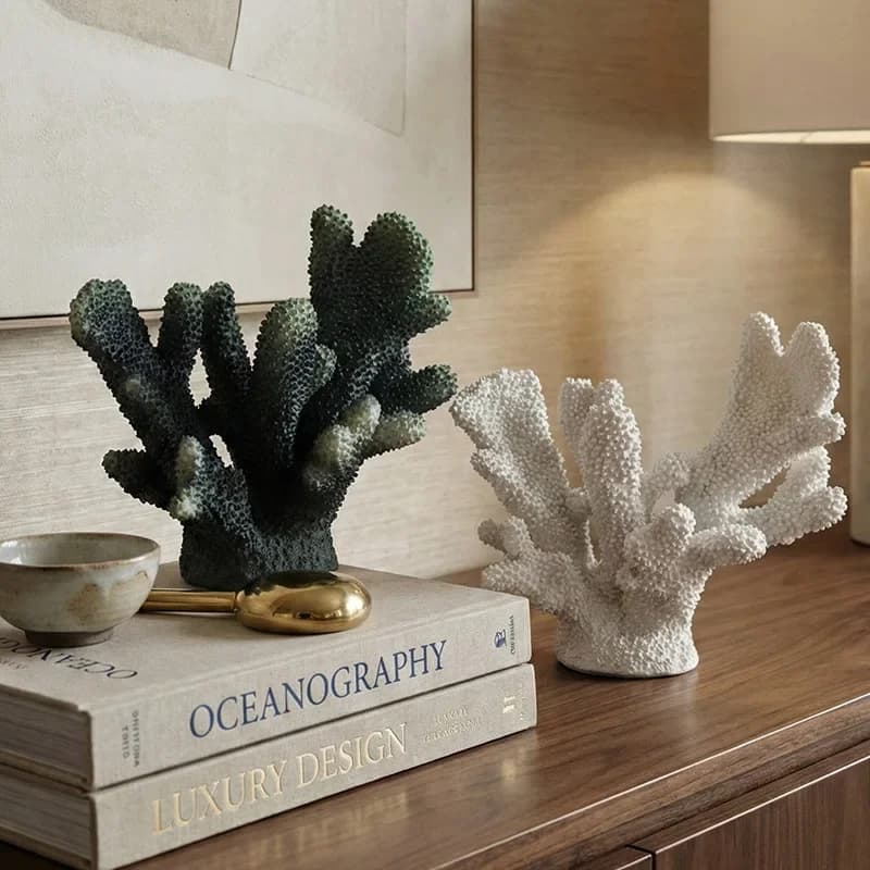 Nordic style coral resin sculpture,ocean themed home decoration,home restaurant entrance display cabinet desktop soft decoration
