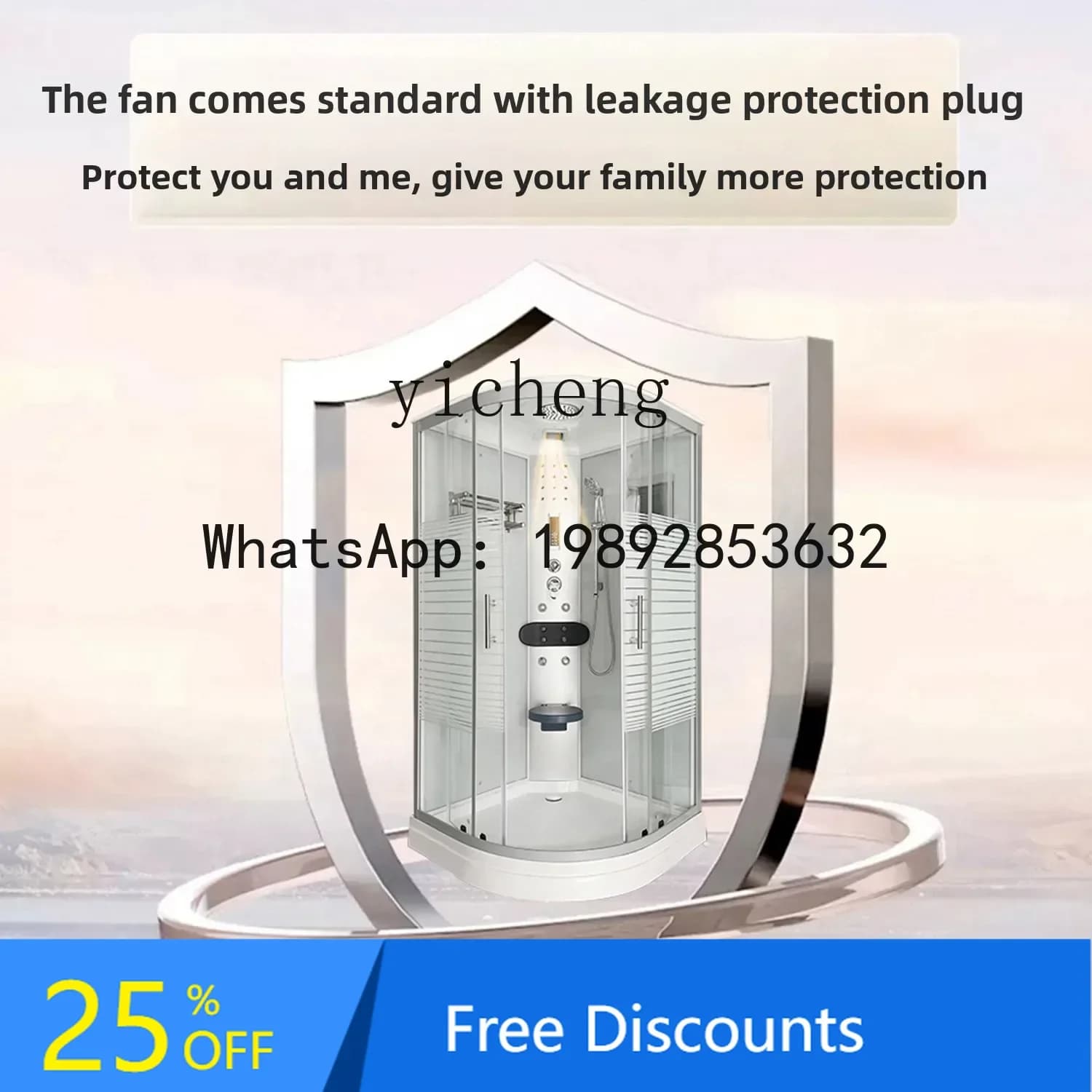 Integrated Bathroom Integrated Shower Room Sliding Glass Fan-Shaped Partition for Home Use
