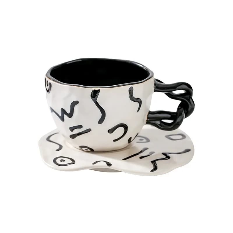 Creative ceramic coffee cup saucer high value souvenir mug niche hand-painted breakfast couple office teacup