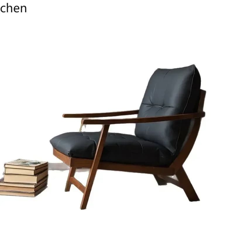 y8-Solid Wood Sofa Chair Vintage Single Sofa Chair Balcony Sofa Chair