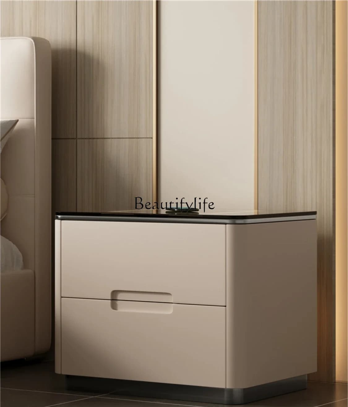 FGStylish and simple modern smart bedside table with wireless charging three-color touch light control