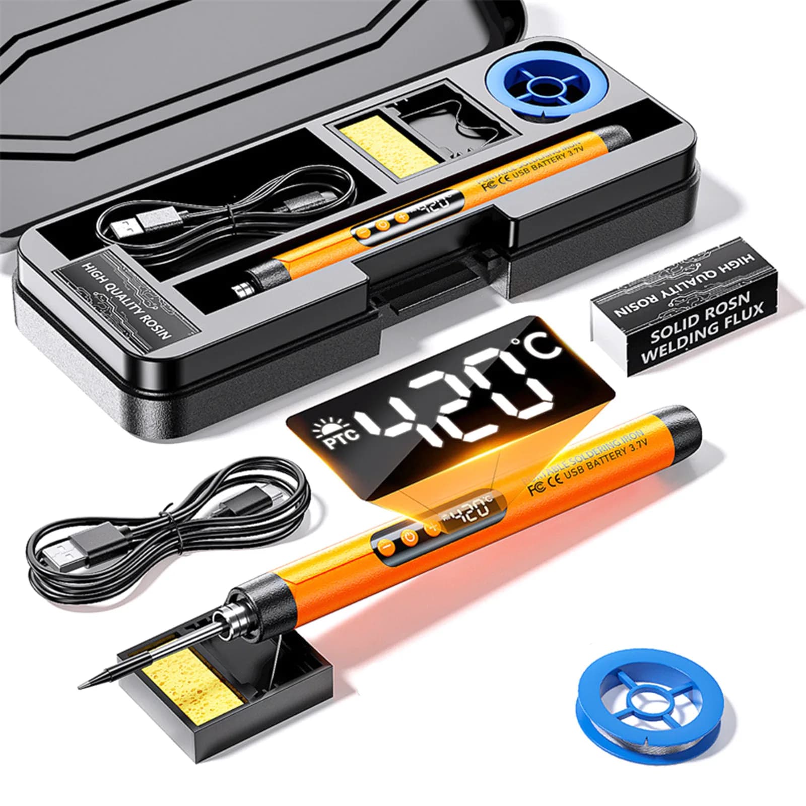 Digital Multifunctional USB Soldering Iron Kit - Intelligent Temperature Control (260-420℃), Adjustable Solder Welding Tool